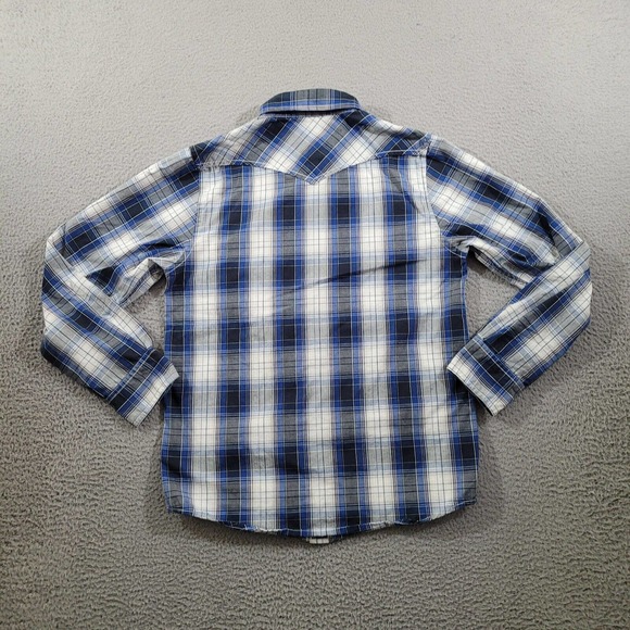 Helix Shirt Boys Large Blue Plaid Pearl Snap‎ Button Up Western Rodeo Cowboy - Picture 6 of 9